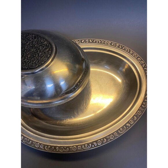 Vintage1960s Oneida Oval Serving Dish With Lid Mediterranea Pattern Design - Picture 4 of 5